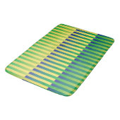 Tapis De Bain Motif bleu jaune vert rayé (Angle)
