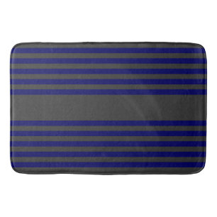 Tapis De Bain Motif bleu marine et charbon cinq bandes