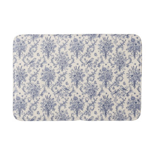 Tapis De Bain Motif bleu Toile de Jouy de campagne française vin