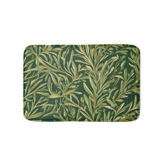 Tapis De Bain Motif botanique vert élégant à feuillage vintage