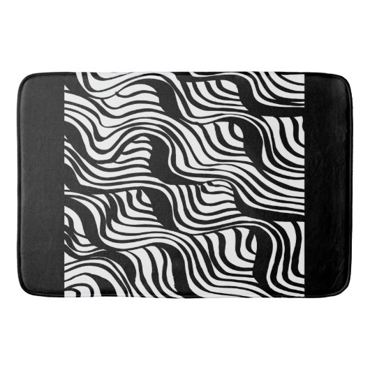 Tapis De Bain Motif brossé noir et blanc (Devant)