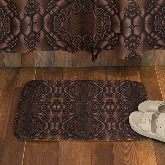 Tapis De Bain Motif Brown en cuir baroque Faux
