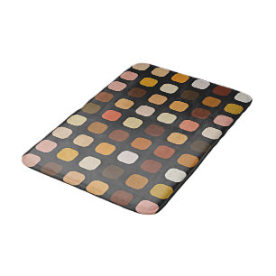 Tapis De Bain Motif Carré Brown noir corail rond