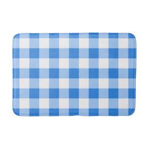 Tapis De Bain Motif carreaux bleu et blanc à gingham