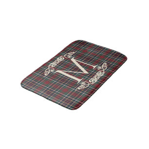 Tapis De Bain Motif carreaux rouge foncé vert bleu classique
