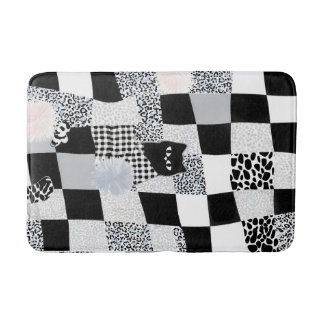 Tapis De Bain Motif Chat Noir Gingham à carreaux mixtes Guépard