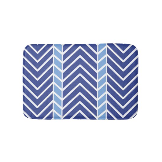 Tapis De Bain Motif Chevron Bleu (Devant)