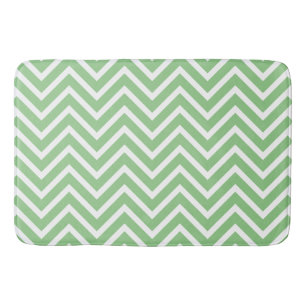 Tapis De Bain Motif Chevron Décoratif Sage Et Blanc
