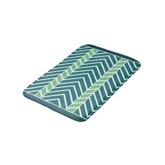 Tapis De Bain Motif Chevron Sarcelle (Angle)