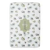 Tapis De Bain Motif chic aquarelle monogramme nom vert olive (devant Vertical)