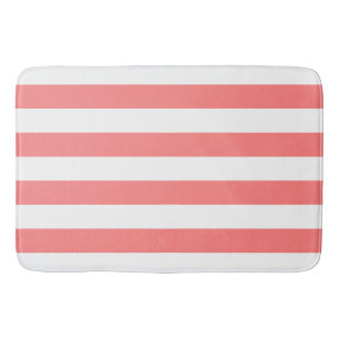 Tapis De Bain Motif Chic Coral Rose Stripes