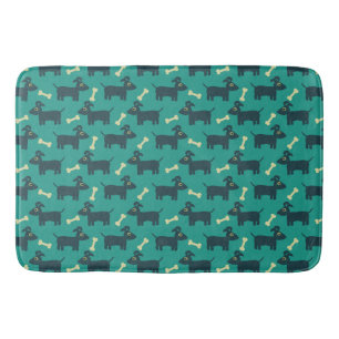 Tapis De Bain Motif chien mignon avec oreilles disquettes et os