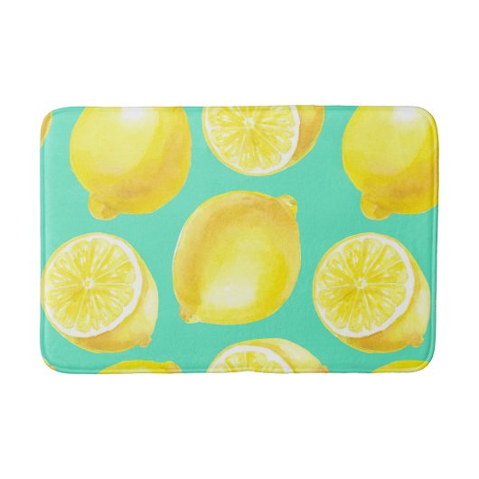 Tapis De Bain Motif citrons aquarelle (Devant)
