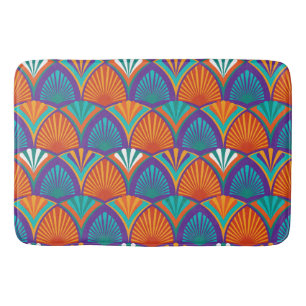 Tapis De Bain Motif clair géométrique avec feuilles de palmiers,