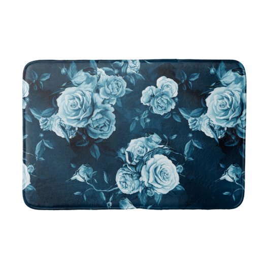Tapis De Bain Motif classique de rose de bleu (Devant)