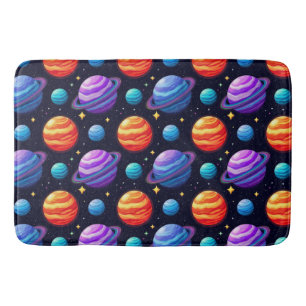 Tapis De Bain Motif Coloré de Planètes et d'Étoiles