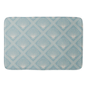 Tapis De Bain Motif Coquille Art Déco En Canard Oeuf Bleu Et Bei