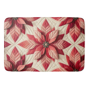 Tapis De Bain Motif courbé Poinsettia crème rouge