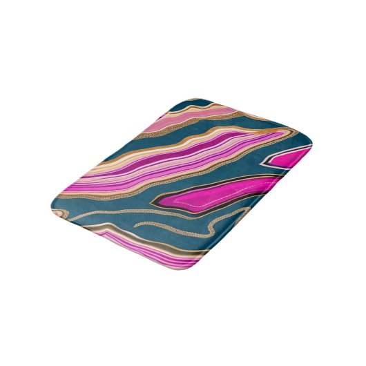 Tapis De Bain Motif d'agate rose et bleu (Angle)