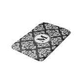 Tapis De Bain Motif Damas noir et blanc Monogramme (Angle)