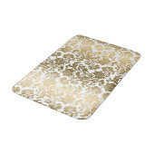 Tapis De Bain Motif damassé floral blanc et or (Angle)