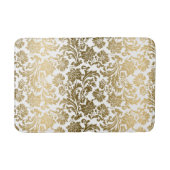 Tapis De Bain Motif damassé floral blanc et or (Devant)