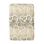 Tapis De Bain Motif damassé floral blanc et or (Devant (Vertical))