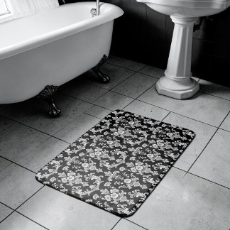Tapis De Bain Motif damassé noir et blanc victorien