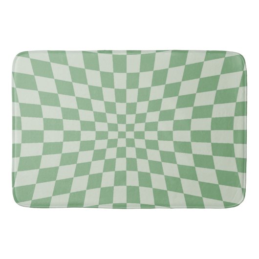Tapis De Bain Motif damier vert déformé (Devant)
