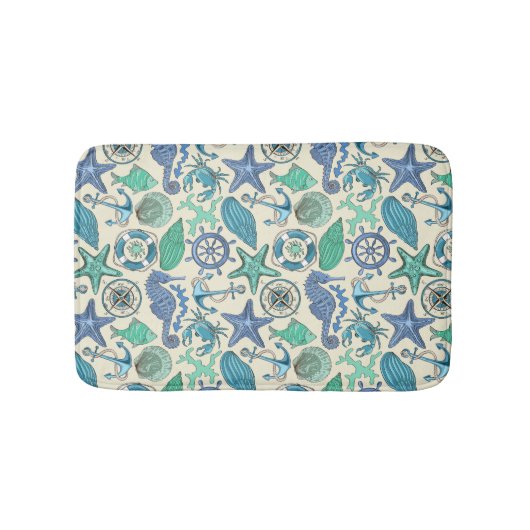 Tapis De Bain Motif d'animaux marins Turquoises (Devant)