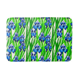 Tapis De Bain Motif d'aquarelle bleu Iris