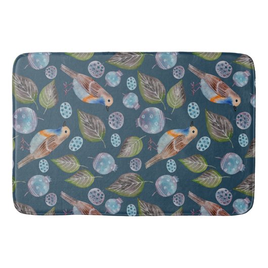Tapis De Bain Motif d'aquarelle Blue Birds (Devant)