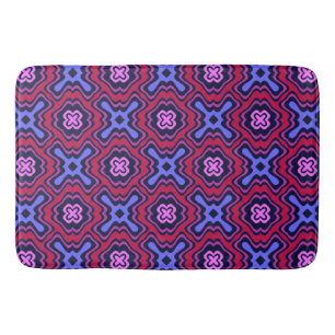 Tapis De Bain Motif d'arabesque géométrique en rose vibrant et B