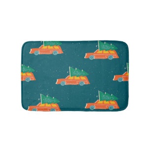 Tapis De Bain Motif d'arbre de Noël de voiture rétro