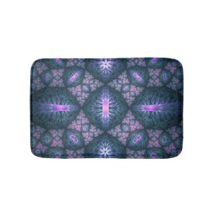 Tapis De Bain motif d'art fractal 3D Turquoise violet rose