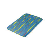 Tapis De Bain Motif d'art populaire géométrique bleu et jaune (Angle)
