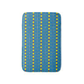 Tapis De Bain Motif d'art populaire géométrique bleu et jaune (Devant (Vertical))