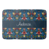 Tapis De Bain Motif d'art populaire scandinave Floral bleu (Devant)