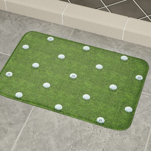 Tapis De Bain Motif de balle de golf Monogramme Mat de bain vert