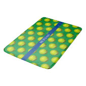 Tapis De Bain Motif de balle de tennis, Nom blanc, Bleu & Vert (Angle)