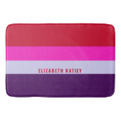 Tapis De Bain Motif de bandes rouge, rose et violet (Devant)