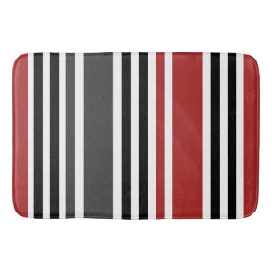 Tapis De Bain Motif de bandes verticales gris-noir rouge