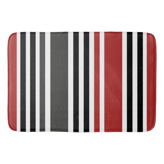 Tapis De Bain Motif de bandes verticales gris-noir rouge (Devant)