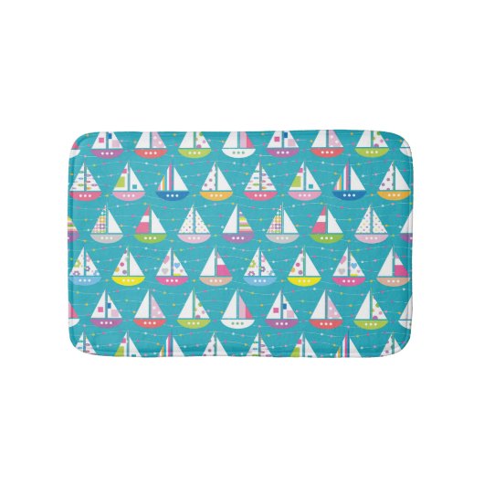 Tapis De Bain Motif de bateau à voile Pastel (Devant)