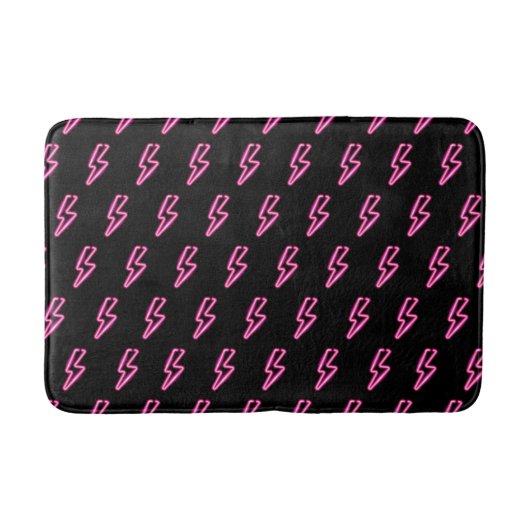 Tapis De Bain Motif de boulon à éclair de néon rose (Devant)