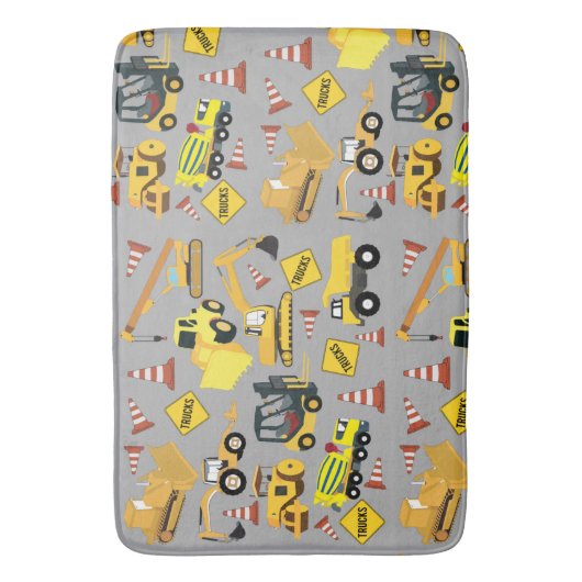 Tapis De Bain Motif de camions de construction (devant Vertical)