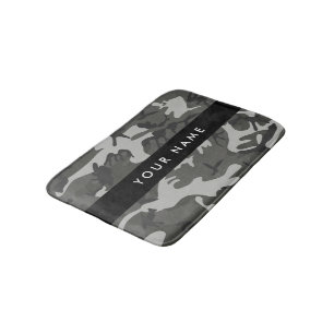 Tapis De Bain Motif de camouflage gris, Votre nom, Personnaliser