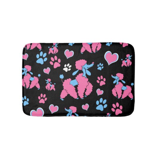 Tapis De Bain Motif de caniche rose et bleu sur Arrière - plan n (Devant)