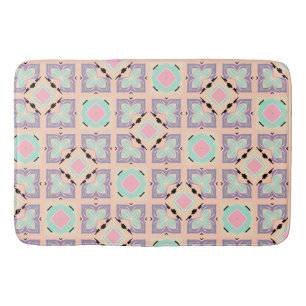 Tapis De Bain Motif de carreaux géométriques pastel   Rose Menth