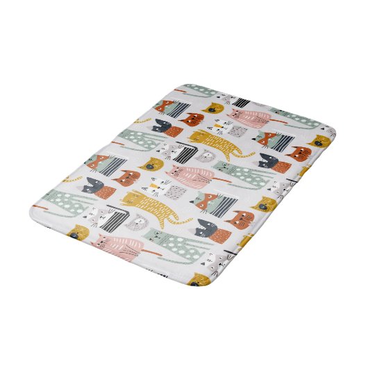 Tapis De Bain Motif de chat à main mignon Doodle (Angle)